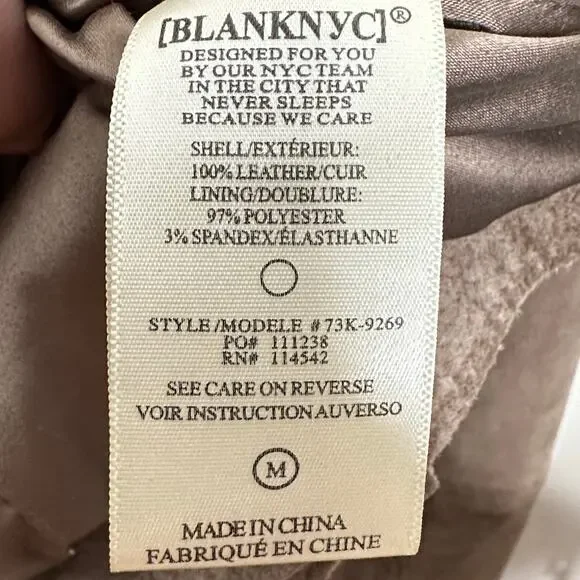 BLANK NYC Suede Leather Moto Jacket Sand Stoner Tan Natural